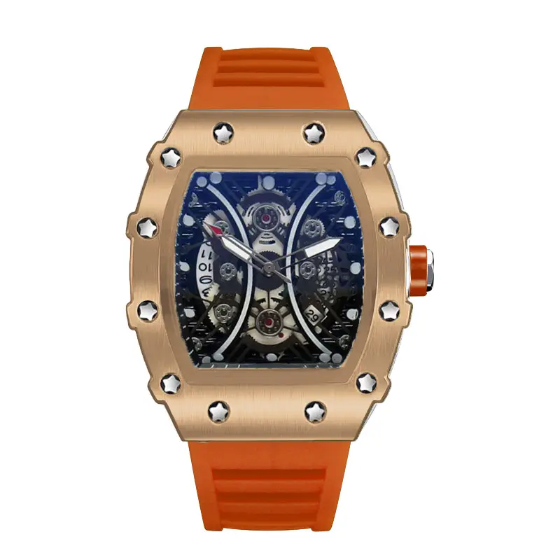 ZIDO Brand Casual Fashion Trend Automatic Quartz Hollow Luminous Waterproof Barrel-Shaped Men's Watch 1704