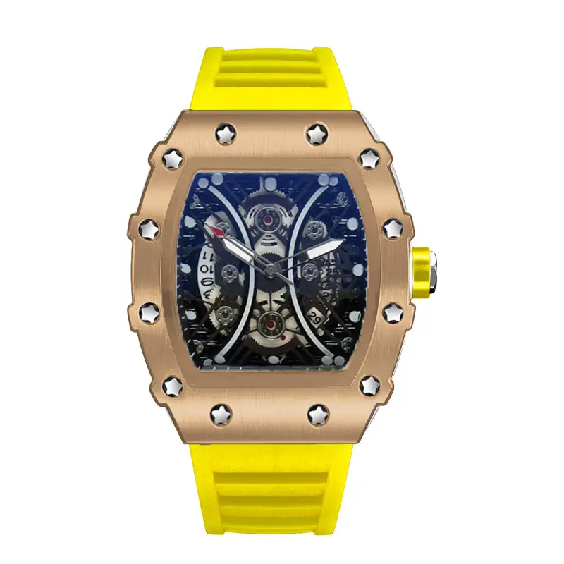 ZIDO Brand Casual Fashion Trend Automatic Quartz Hollow Luminous Waterproof Barrel-Shaped Men's Watch 1704