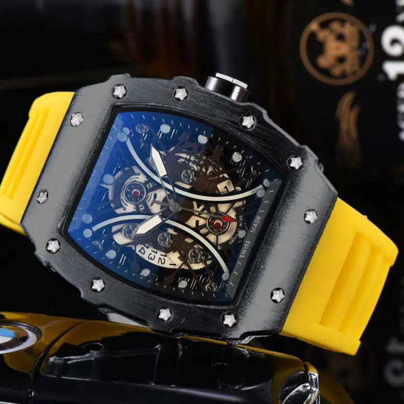 ZIDO Brand Casual Fashion Trend Automatic Quartz Hollow Luminous Waterproof Barrel-Shaped Men's Watch 1704