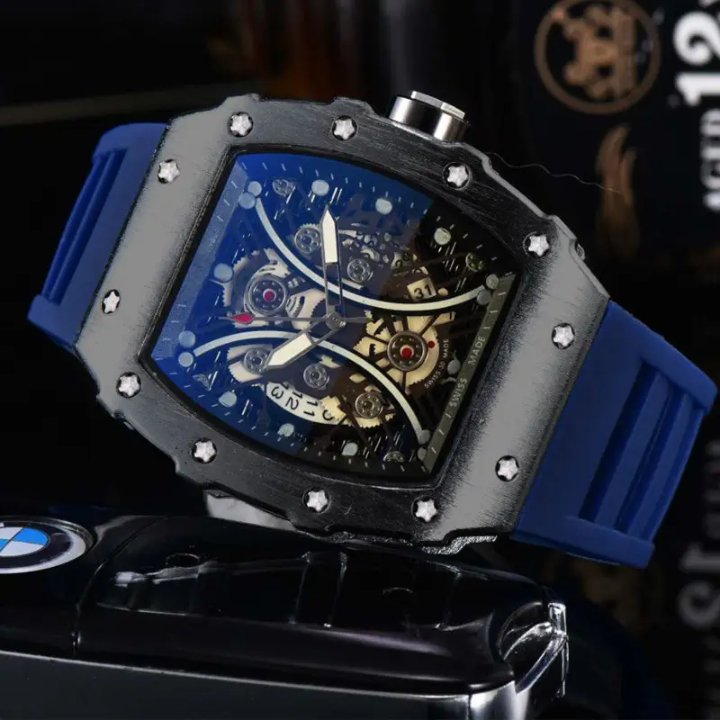 ZIDO Brand Casual Fashion Trend Automatic Quartz Hollow Luminous Waterproof Barrel-Shaped Men's Watch 1704