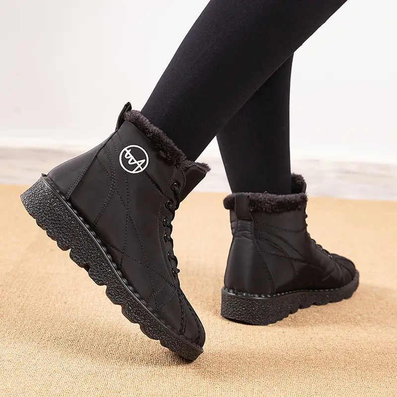 Foreign trade new snow boots waterproof non-slip cotton shoes wish plus size short boots 44 size 45 size fleece-lined thick boots for women