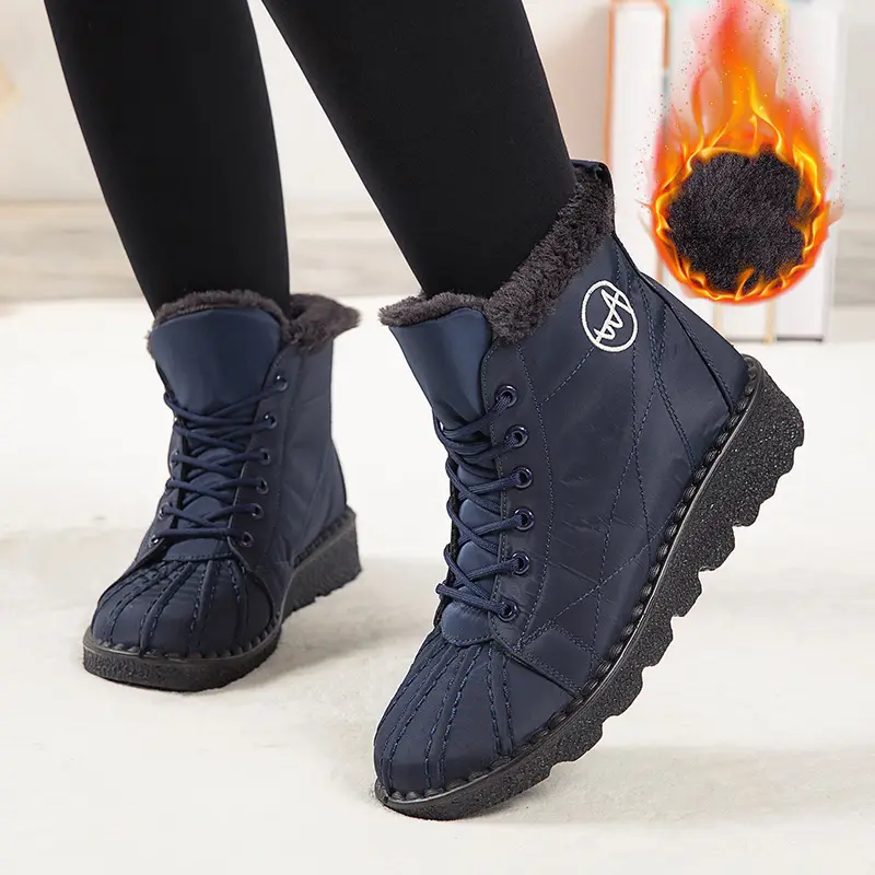 Foreign trade new snow boots waterproof non-slip cotton shoes wish plus size short boots 44 size 45 size fleece-lined thick boots for women