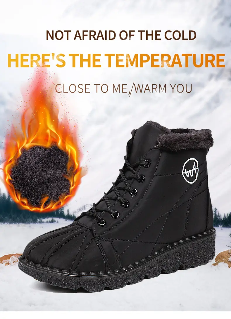 Foreign trade new snow boots waterproof non-slip cotton shoes wish plus size short boots 44 size 45 size fleece-lined thick boots for women — feature 1