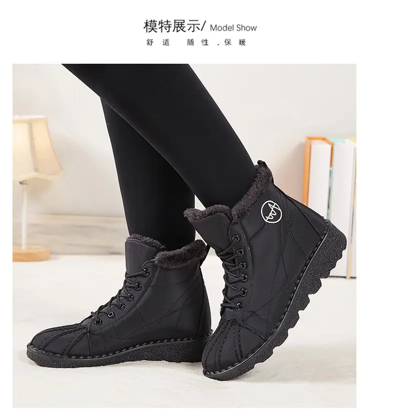 Foreign trade new snow boots waterproof non-slip cotton shoes wish plus size short boots 44 size 45 size fleece-lined thick boots for women — feature 14