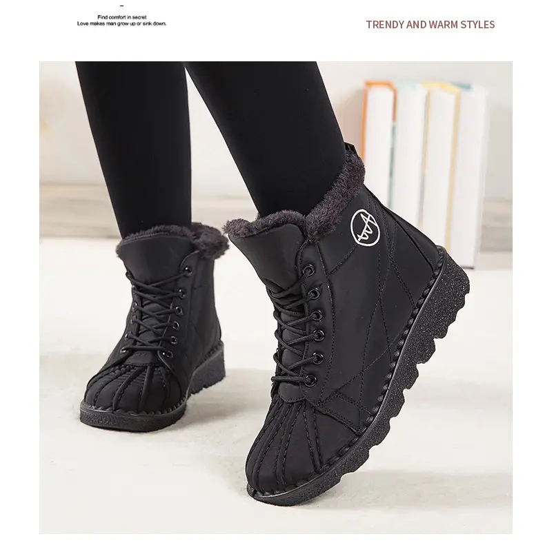 Foreign trade new snow boots waterproof non-slip cotton shoes wish plus size short boots 44 size 45 size fleece-lined thick boots for women — feature 16