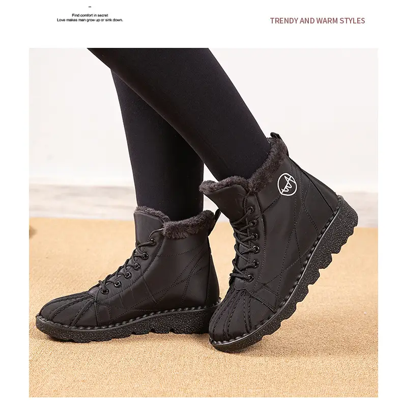 Foreign trade new snow boots waterproof non-slip cotton shoes wish plus size short boots 44 size 45 size fleece-lined thick boots for women — feature 20
