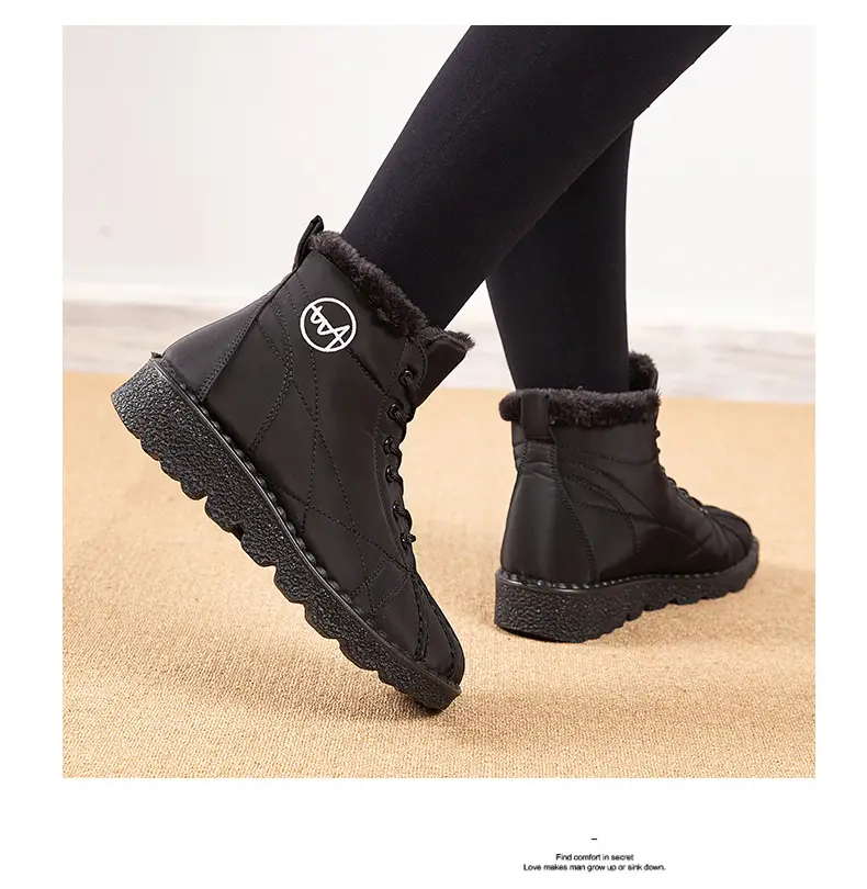 Foreign trade new snow boots waterproof non-slip cotton shoes wish plus size short boots 44 size 45 size fleece-lined thick boots for women — feature 21