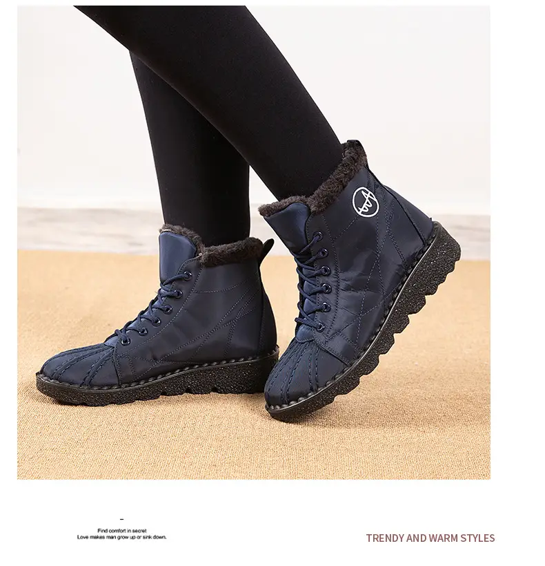 Foreign trade new snow boots waterproof non-slip cotton shoes wish plus size short boots 44 size 45 size fleece-lined thick boots for women — feature 23
