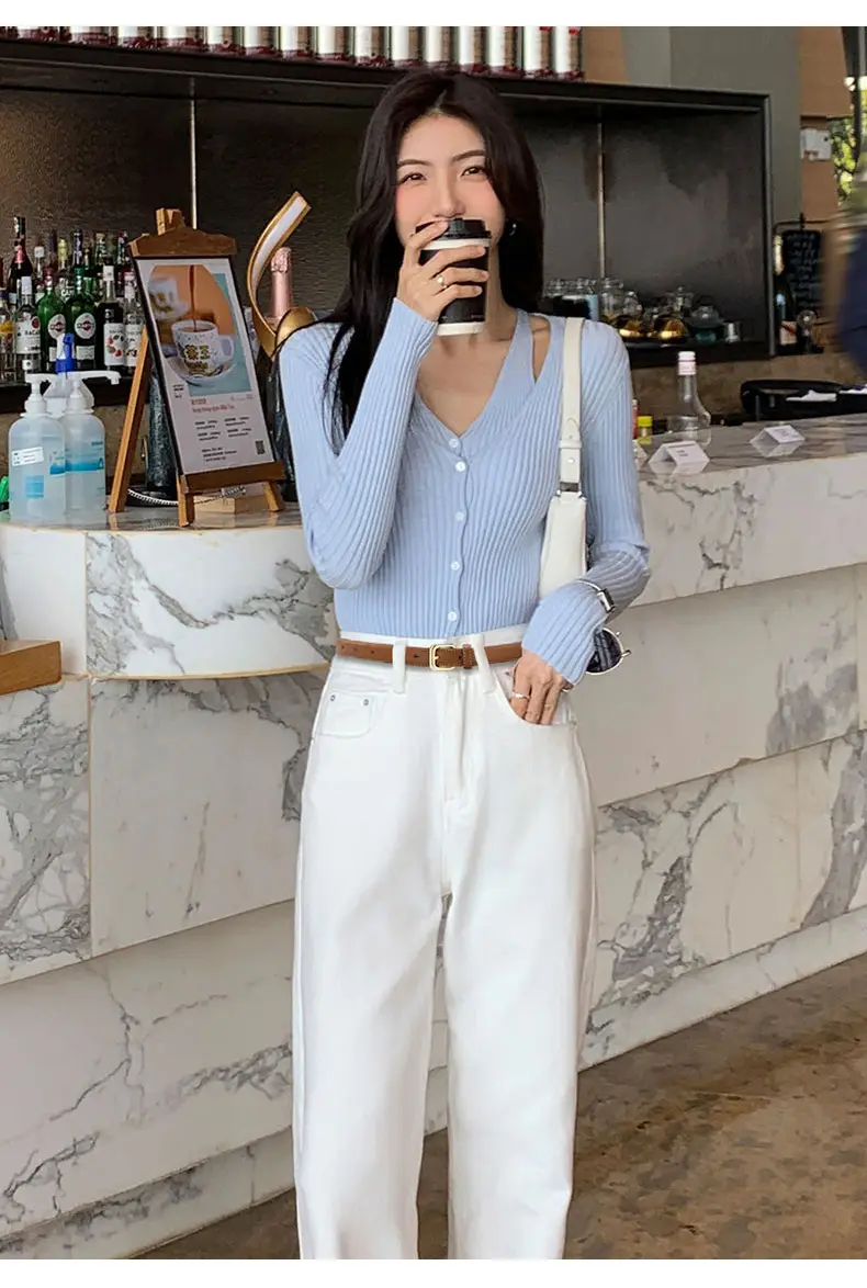 Black Belted Bow Neck Top with Wide Leg Pants — feature 3