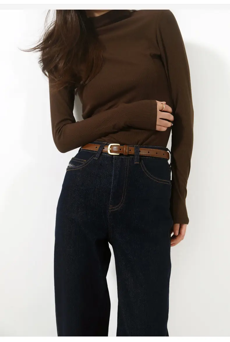Black Belted Bow Neck Top with Wide Leg Pants — feature 8
