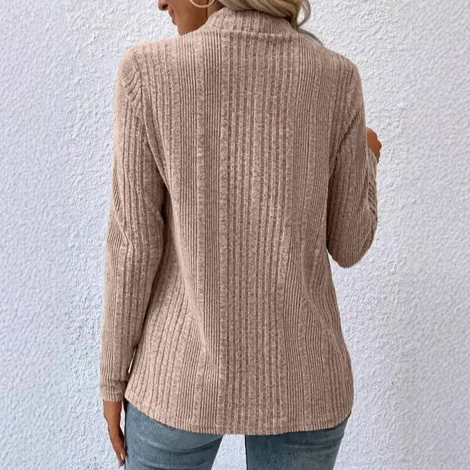 Women's Beige Knitted Long-Sleeve Cardigan Top - Image 7