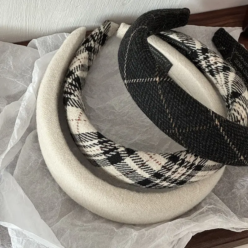 Black Plaid Vintage Skull Top Headband for Women - Image 6