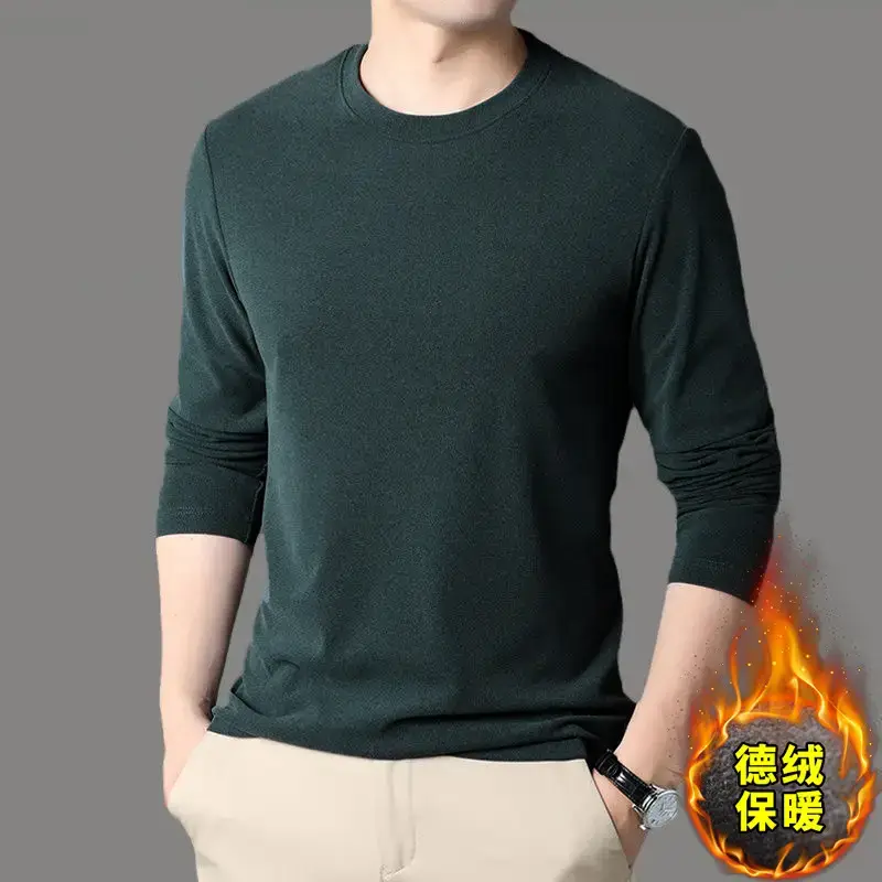 Men's Black Velvet Fleece Long Sleeve T-Shirt