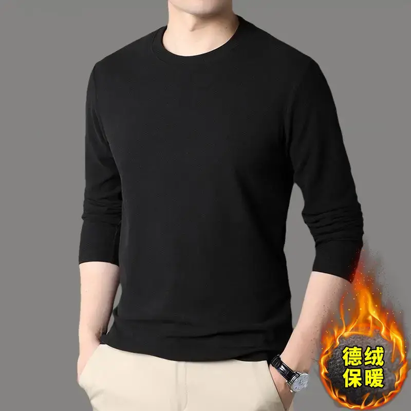Men's Black Velvet Fleece Long Sleeve T-Shirt