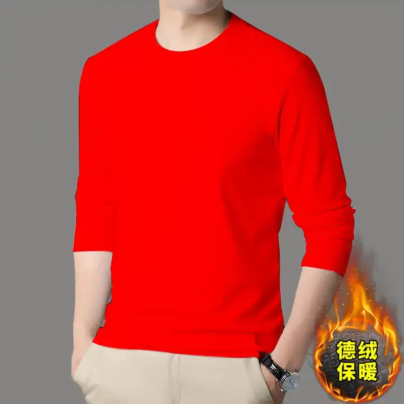 Men's Black Velvet Fleece Long Sleeve T-Shirt — feature 11