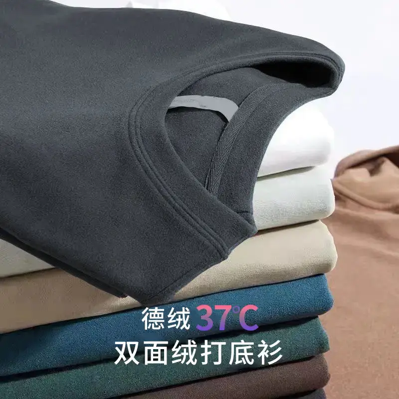 Men's Black Velvet Fleece Long Sleeve T-Shirt — feature 5