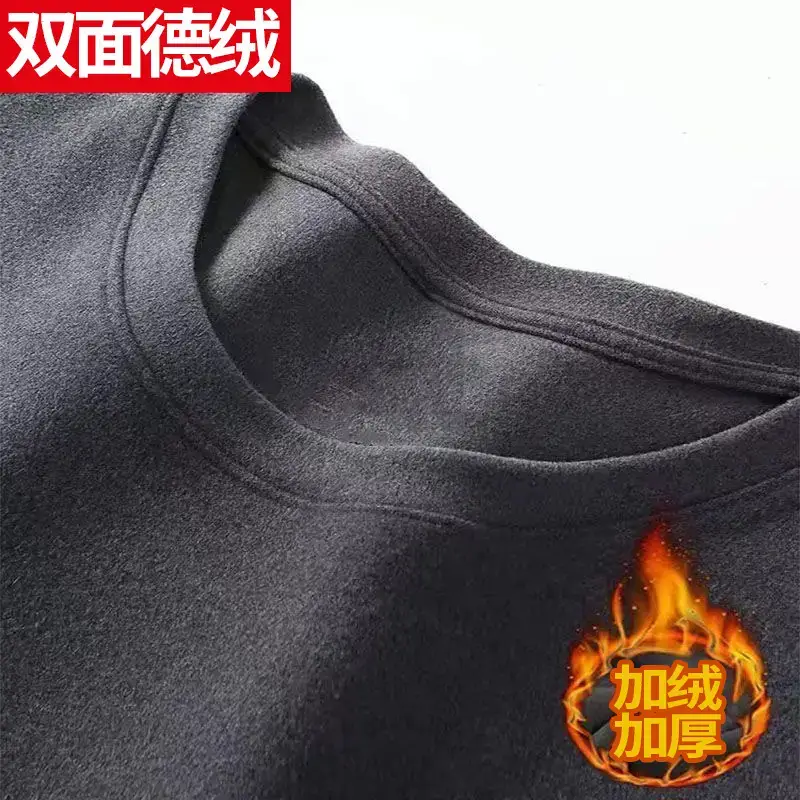 Men's Black Velvet Fleece Long Sleeve T-Shirt — feature 7