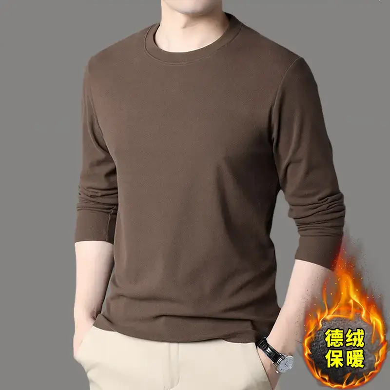 Men's Black Velvet Fleece Long Sleeve T-Shirt