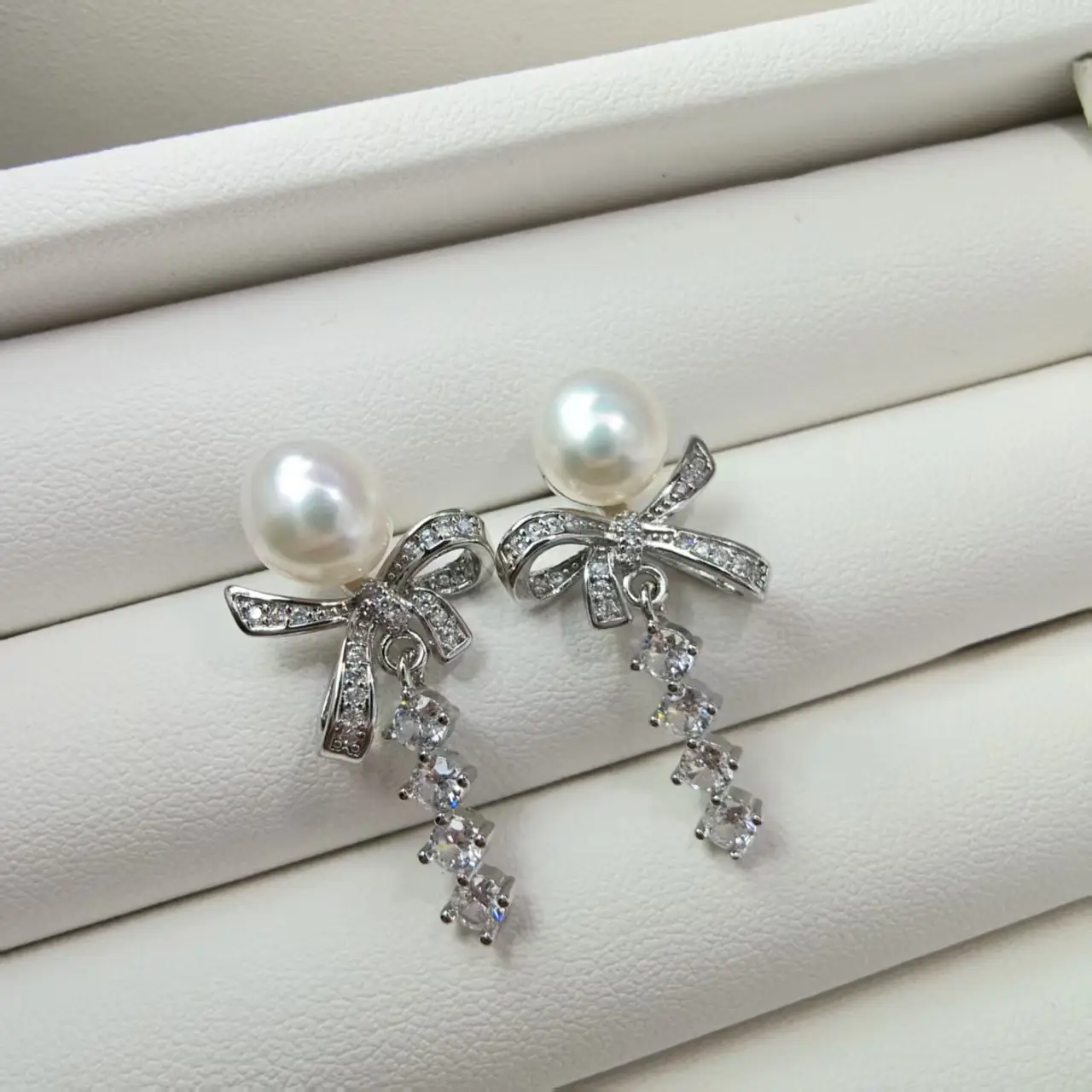 925 Pin Silver Pearl Zircon Earrings for Women