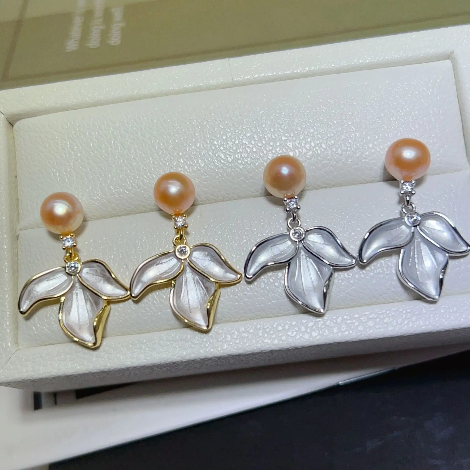 925 Pin Silver Pearl Zircon Earrings for Women