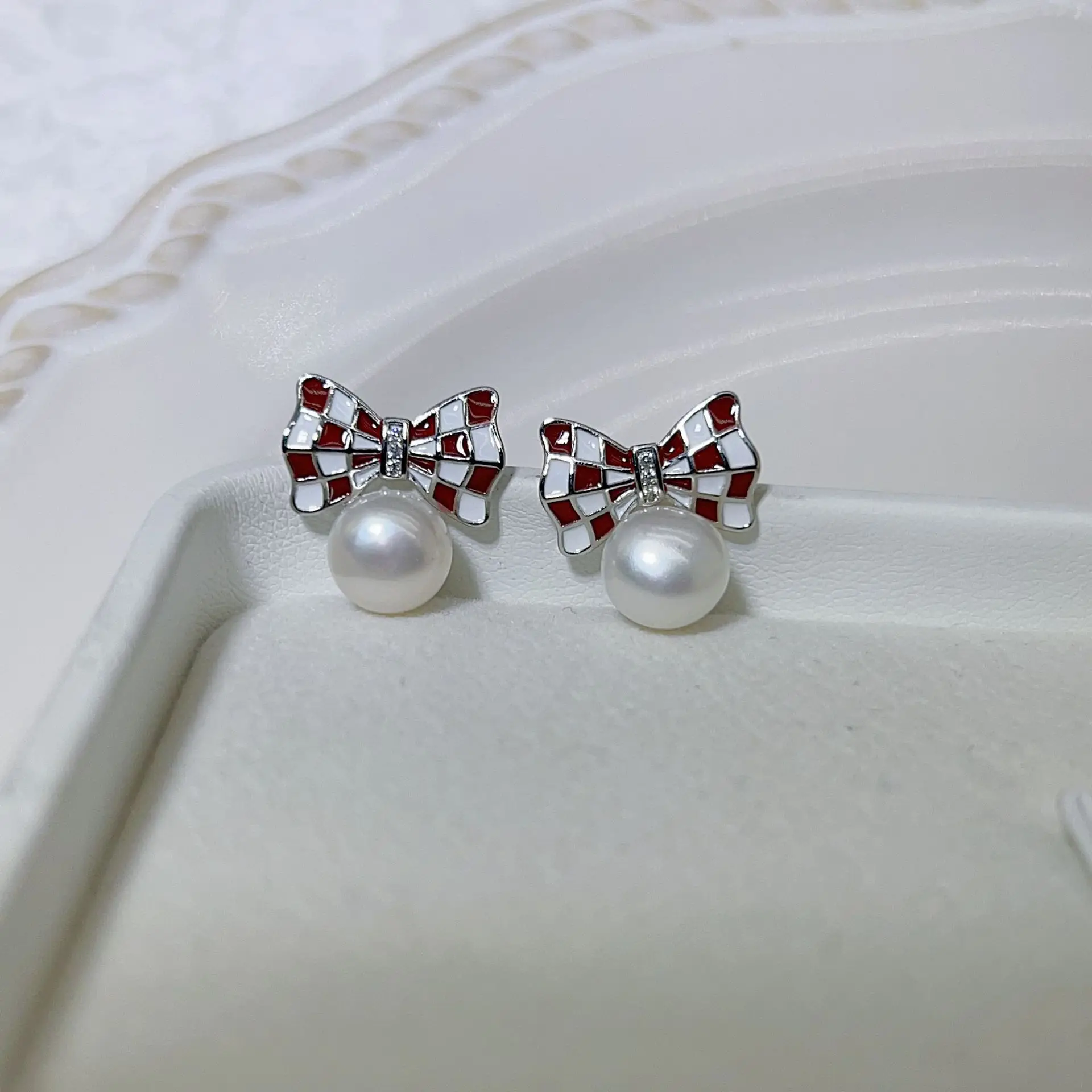 925 Pin Silver Pearl Zircon Earrings for Women