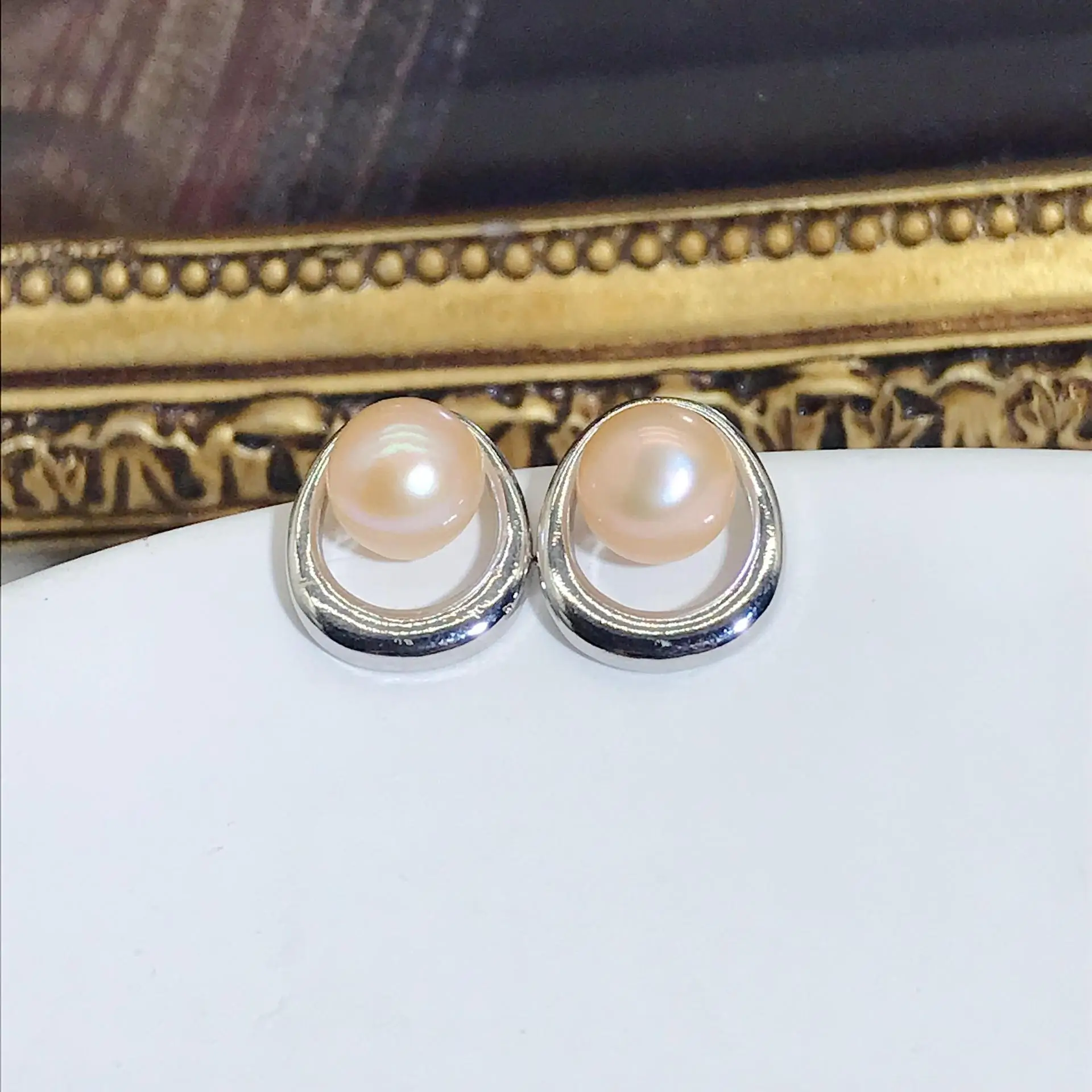 925 Pin Silver Pearl Zircon Earrings for Women