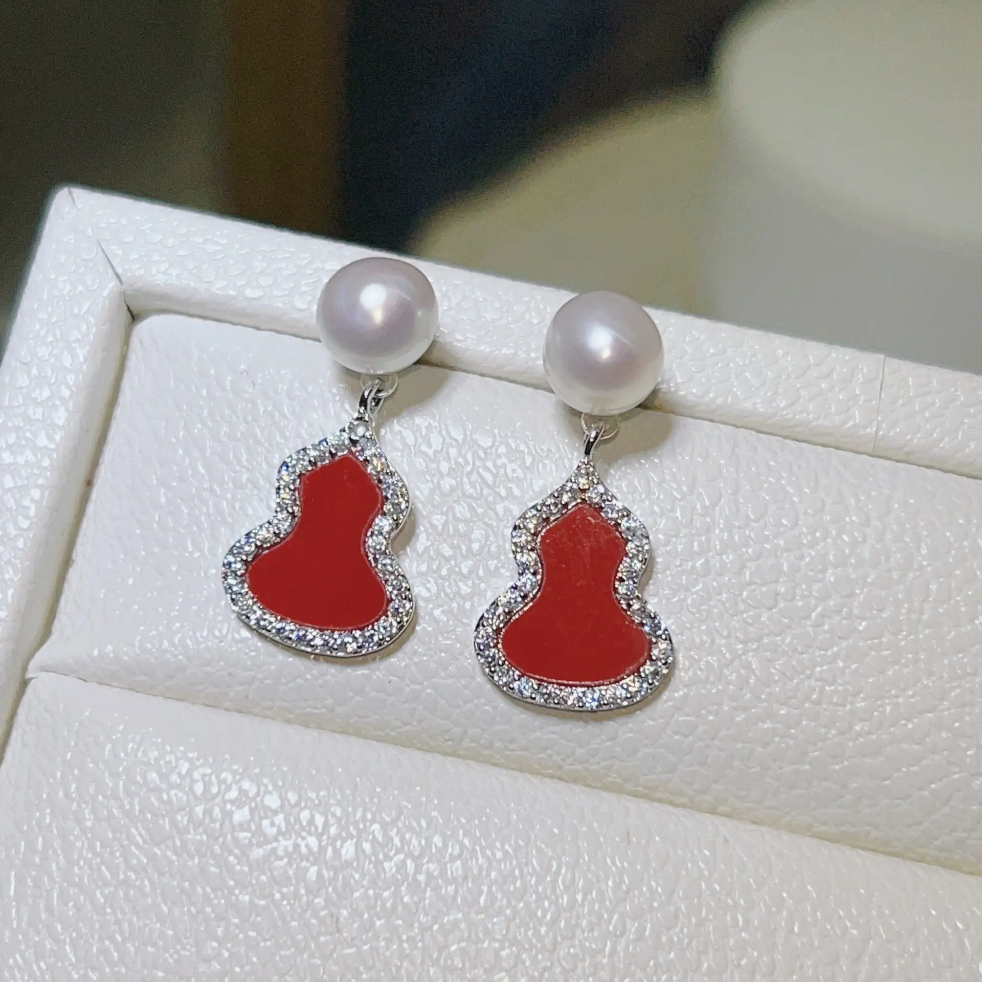 925 Pin Silver Pearl Zircon Earrings for Women