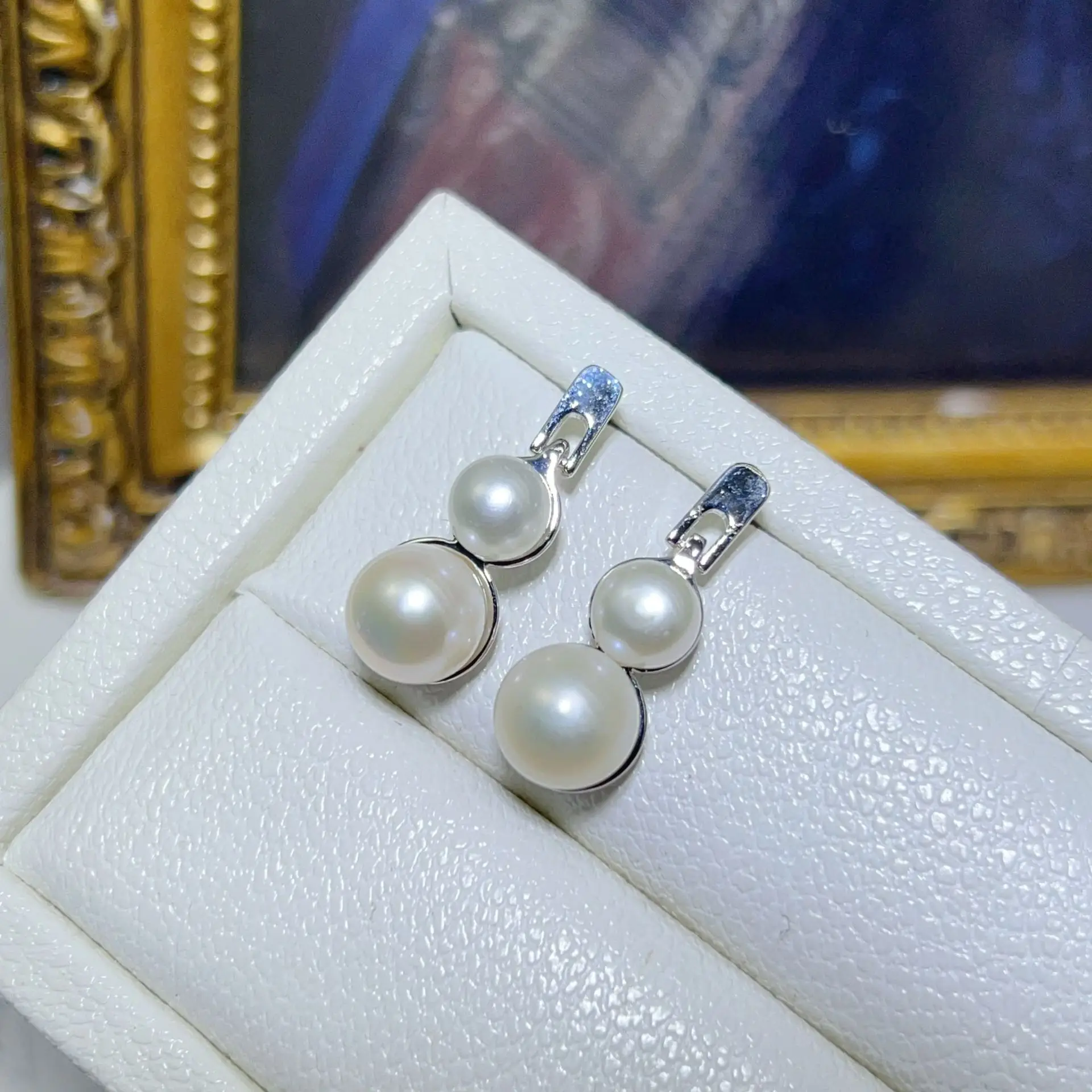 925 Pin Silver Pearl Zircon Earrings for Women