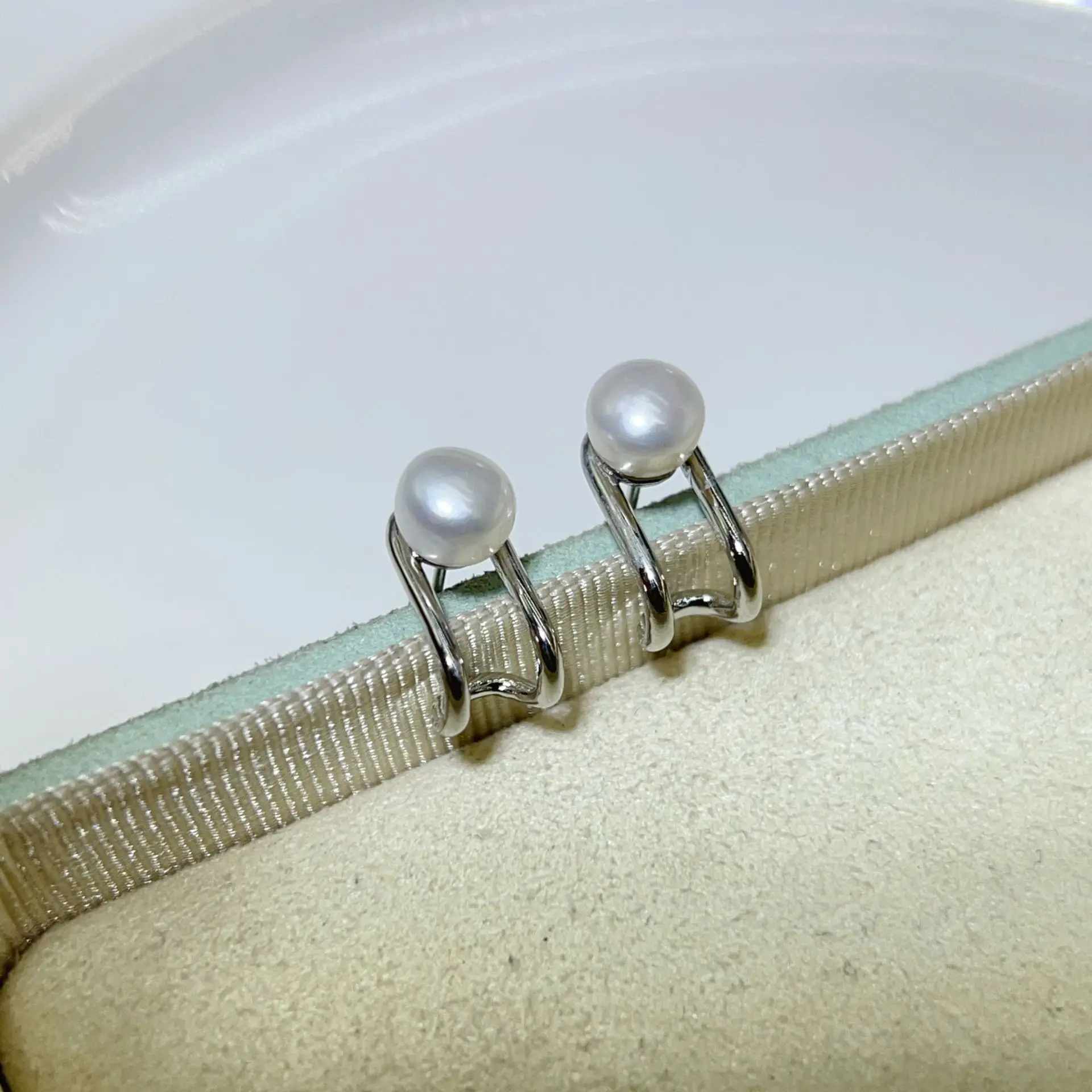 925 Pin Silver Pearl Zircon Earrings for Women