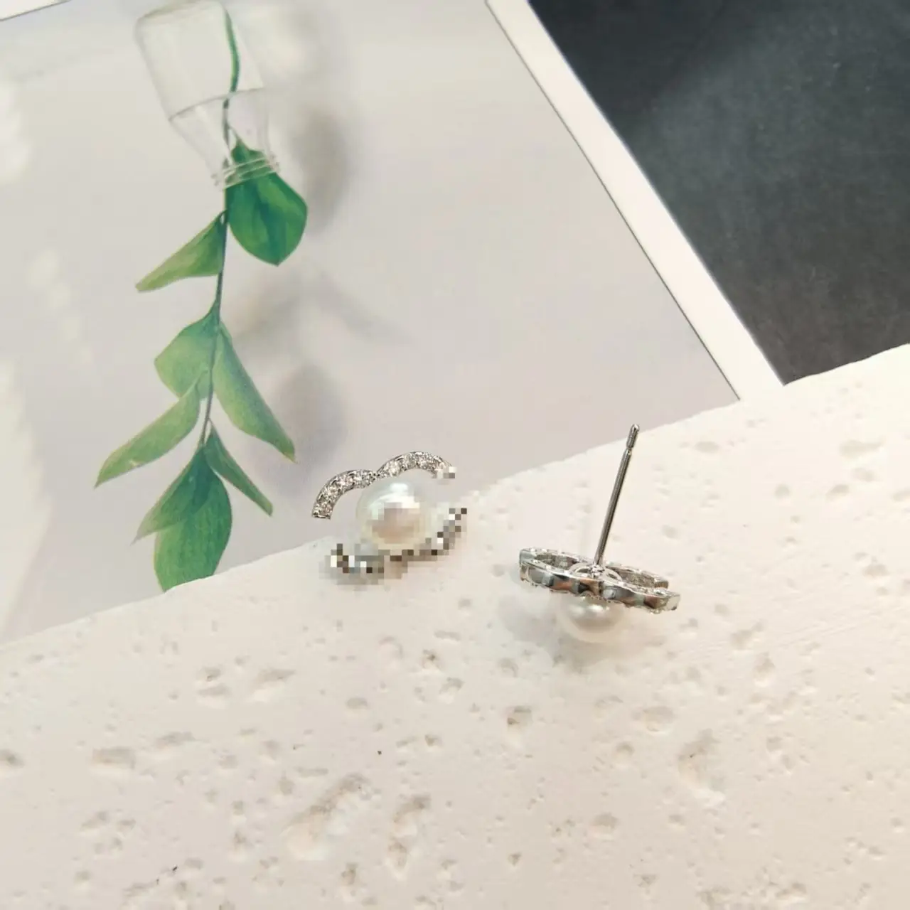 925 Pin Silver Pearl Zircon Earrings for Women