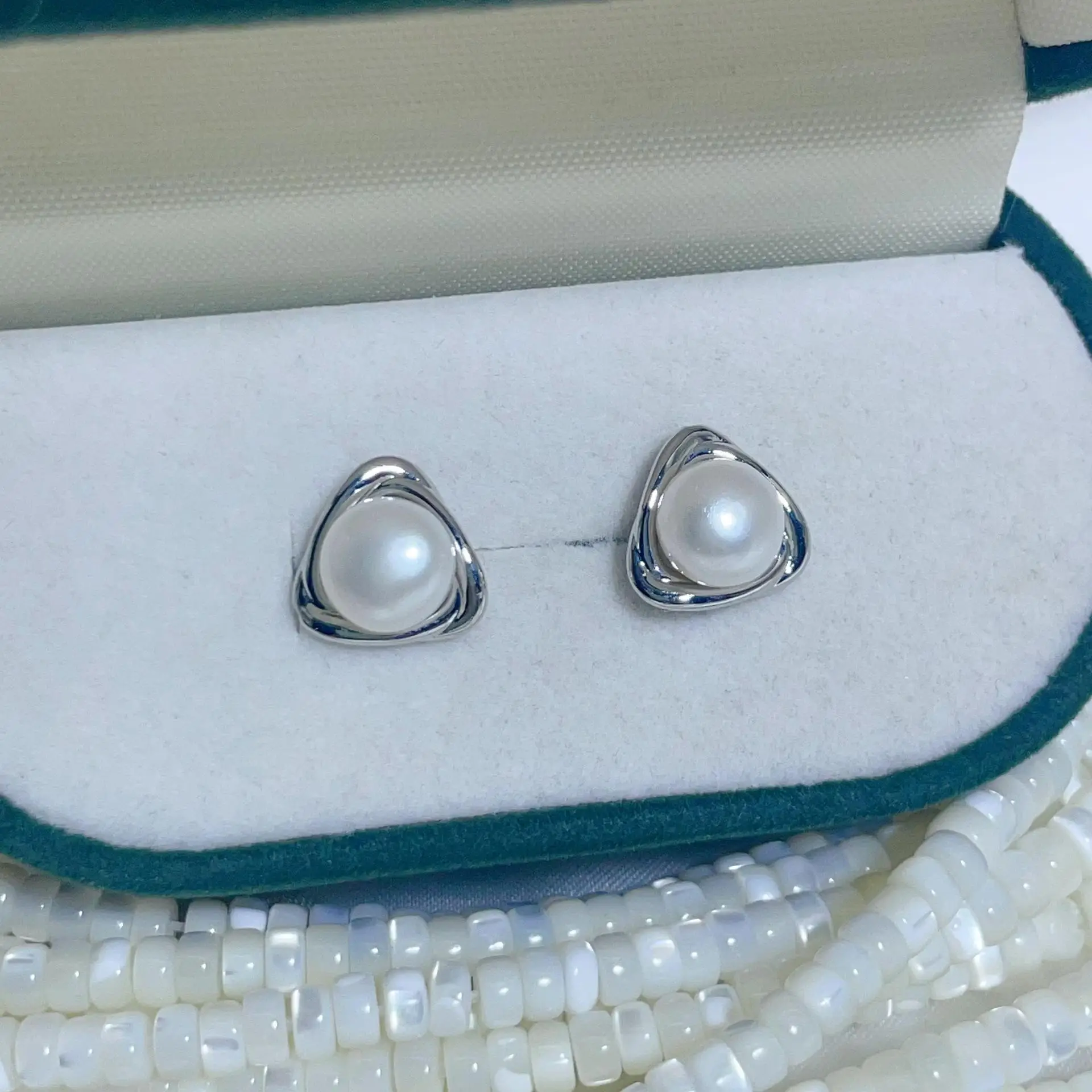 925 Pin Silver Pearl Zircon Earrings for Women