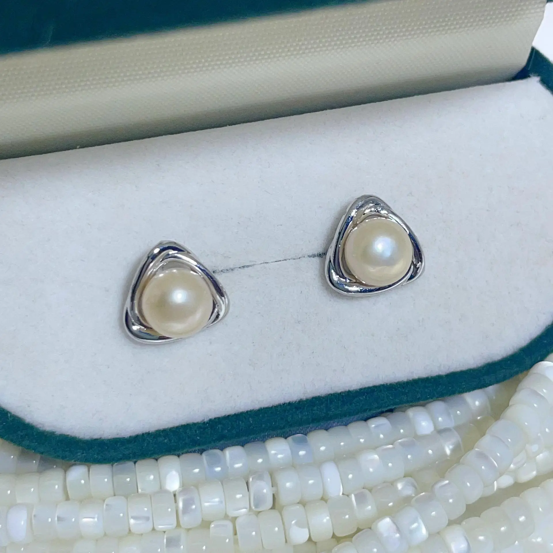 925 Pin Silver Pearl Zircon Earrings for Women