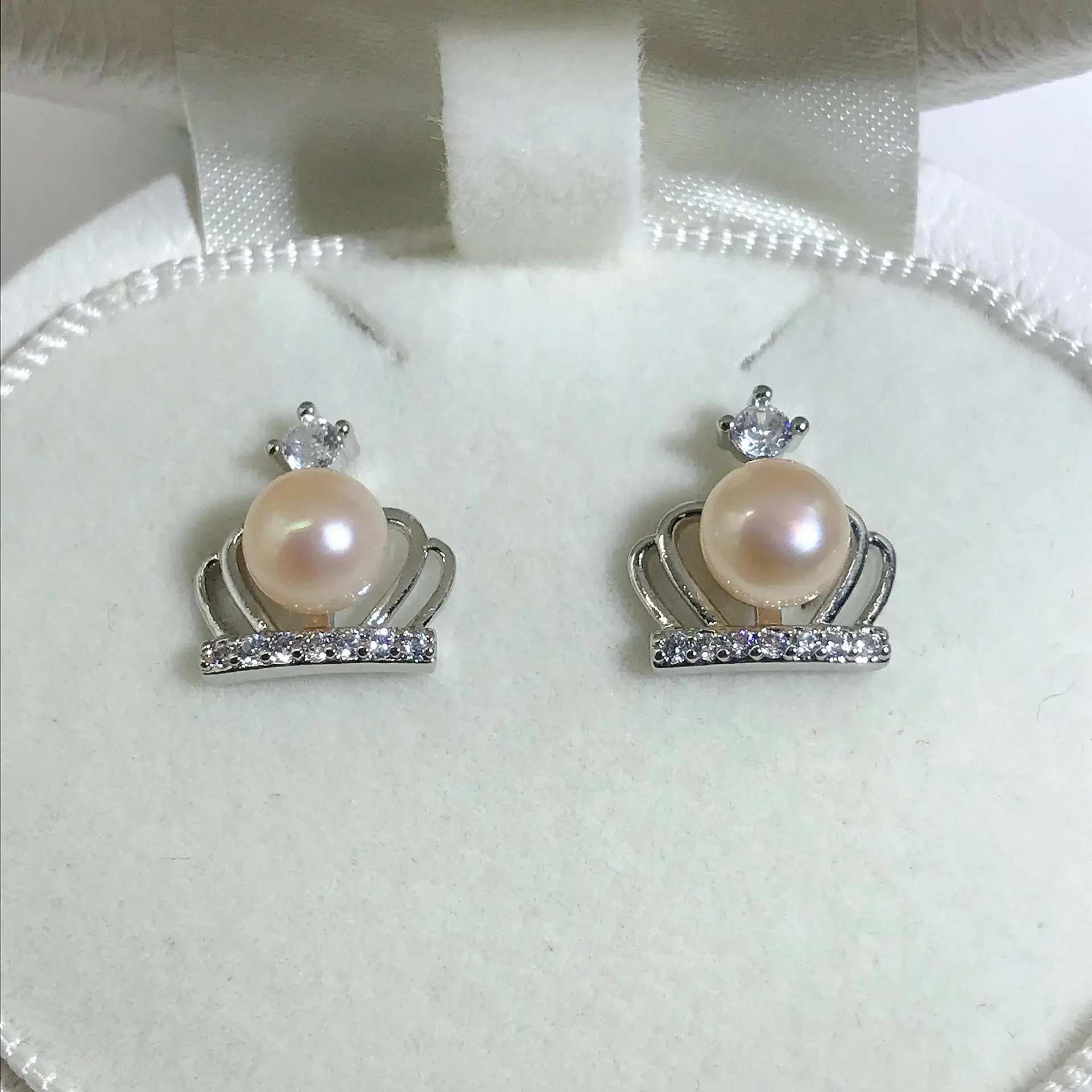 925 Pin Silver Pearl Zircon Earrings for Women