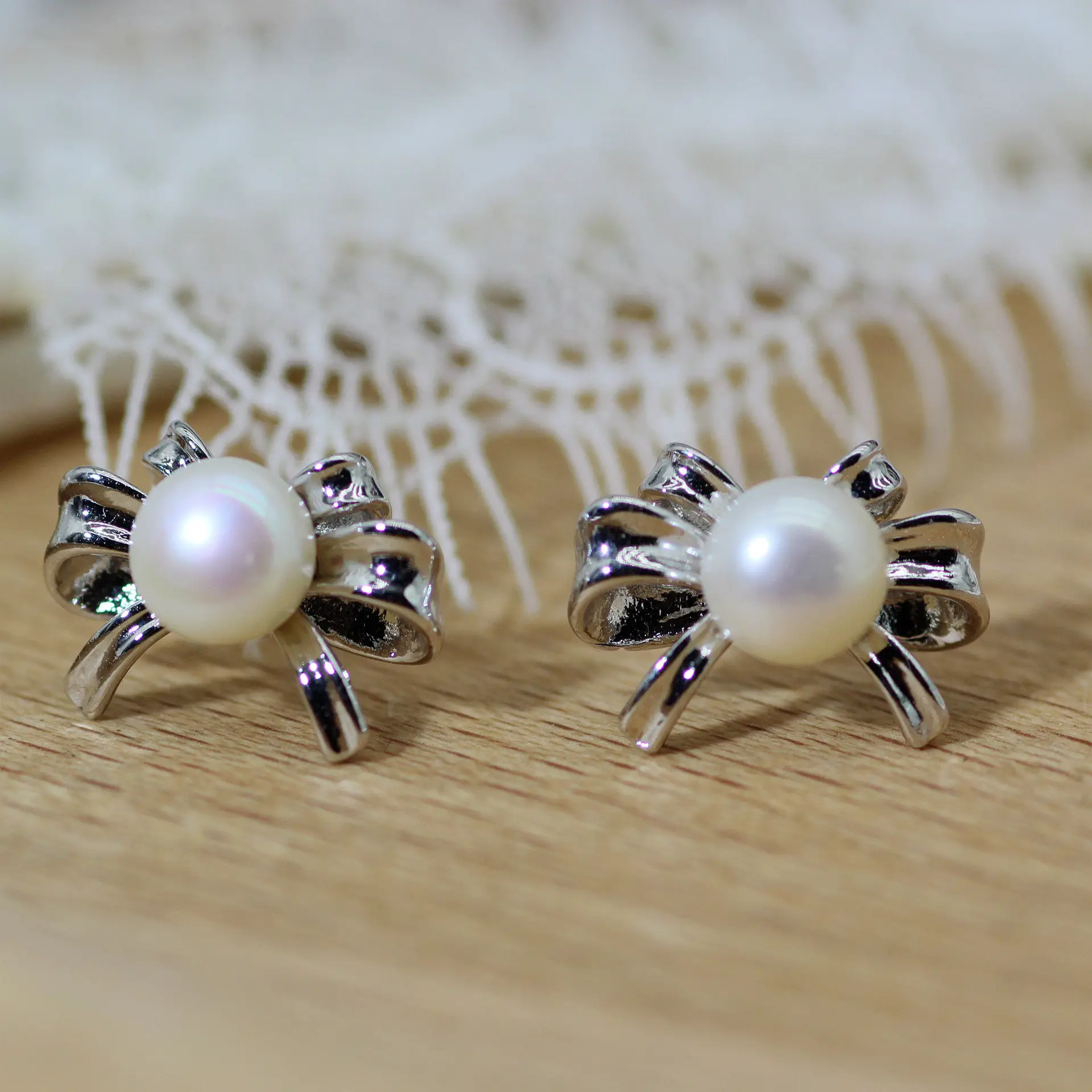 925 Pin Silver Pearl Zircon Earrings for Women