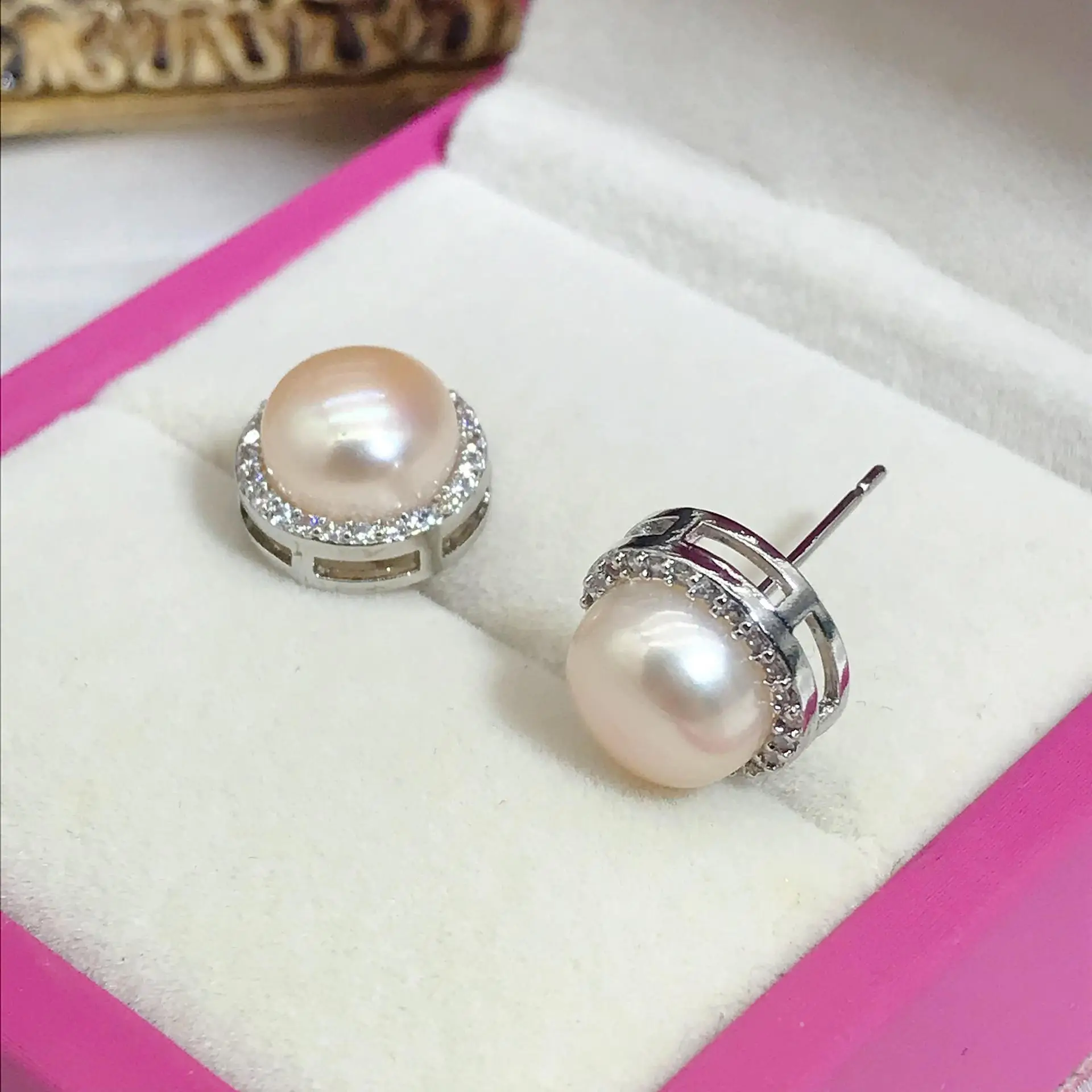 925 Pin Silver Pearl Zircon Earrings for Women
