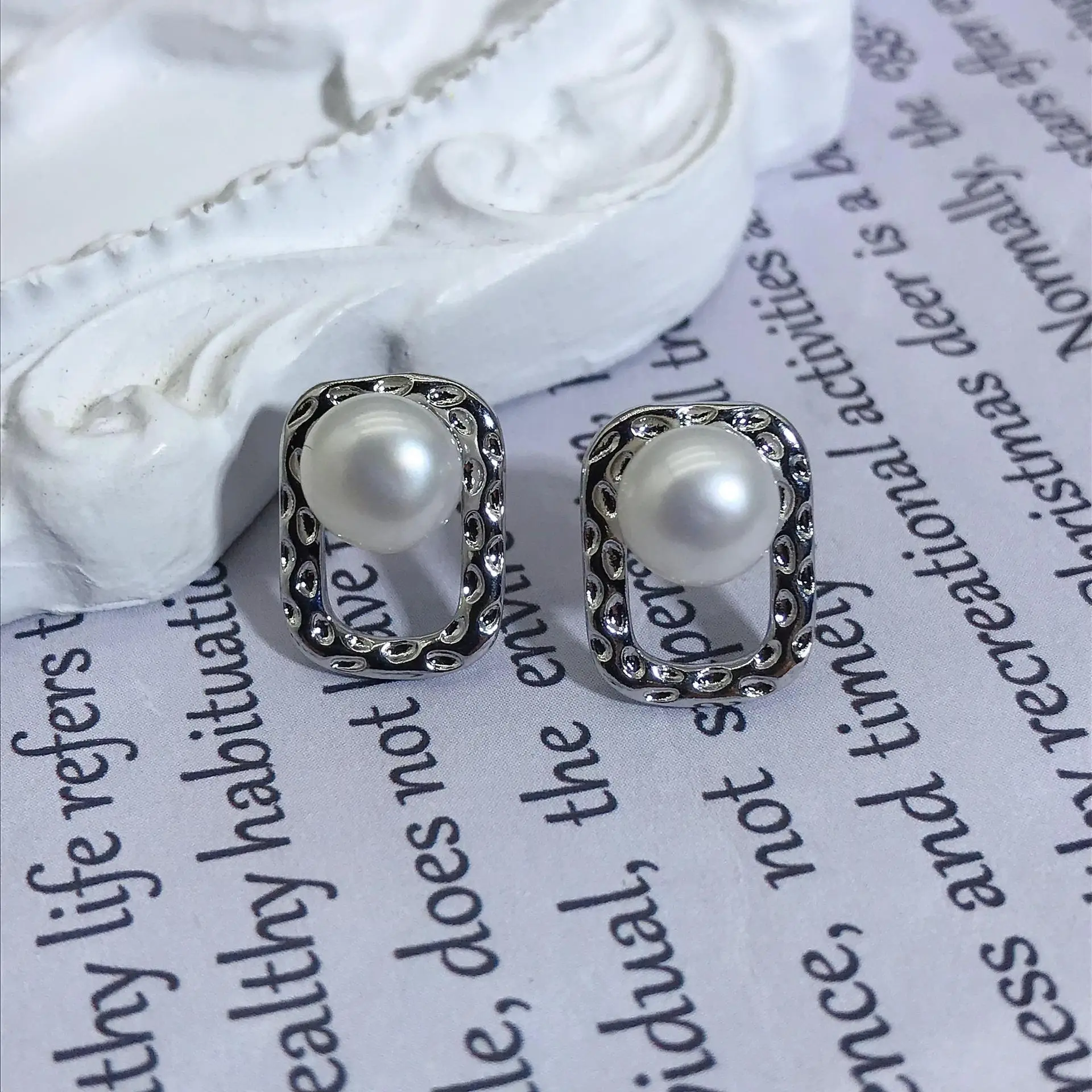 925 Pin Silver Pearl Zircon Earrings for Women