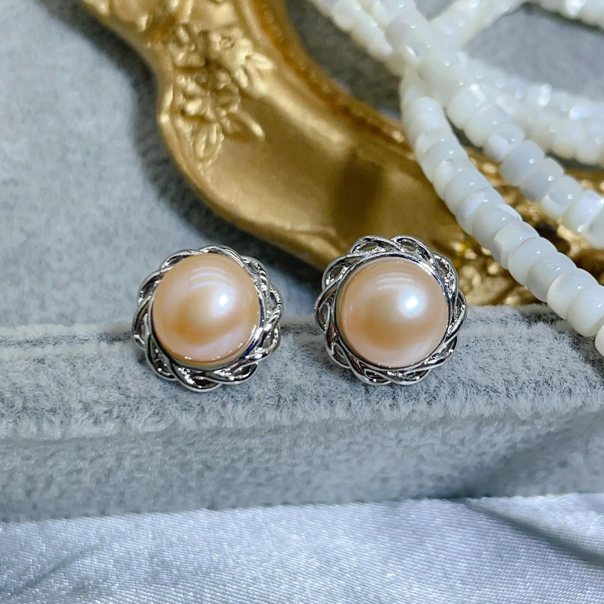 925 Pin Silver Pearl Zircon Earrings for Women