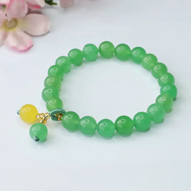 Green Aventurine Jade Bracelet with Yellow Drop - Image 3