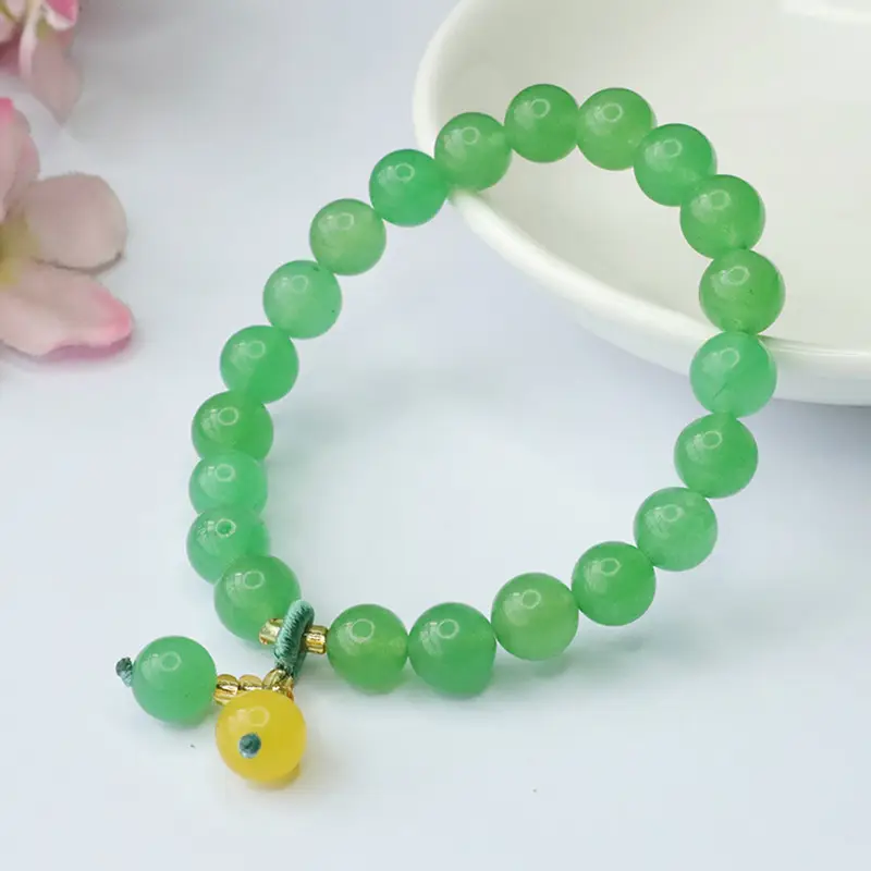 Green Aventurine Jade Bracelet with Yellow Drop - Image 5