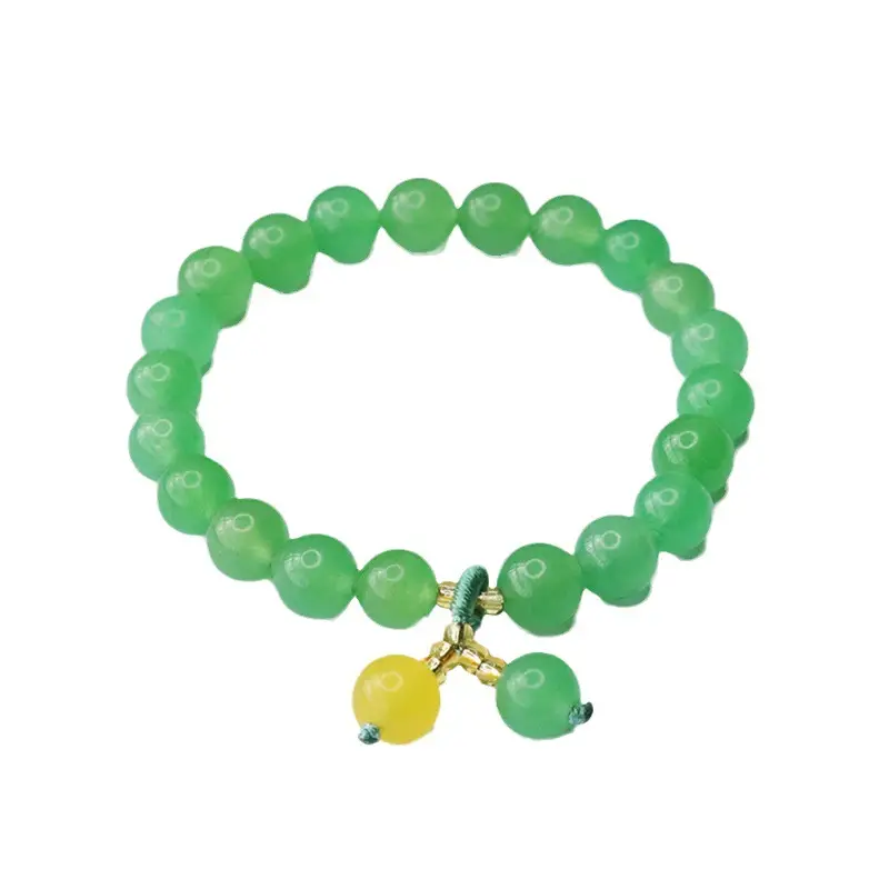 Green Aventurine Jade Bracelet with Yellow Drop - Image 6