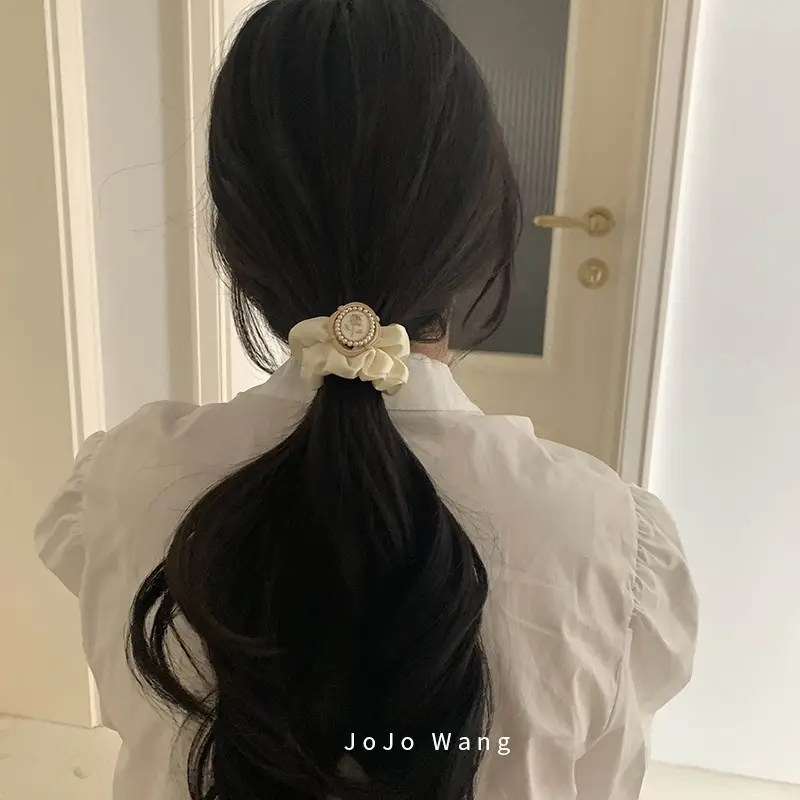Satin Pearl Hair Bands Black Cream Gold — feature 3