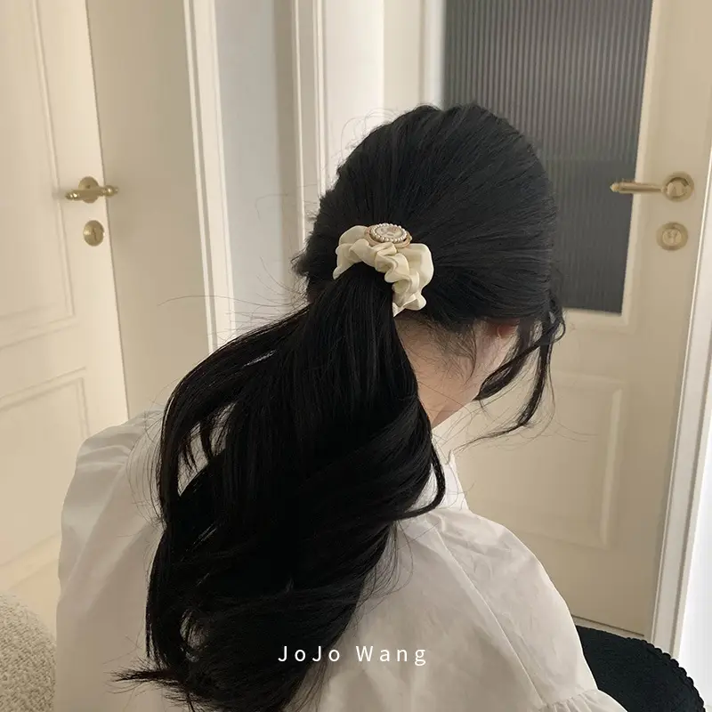 Satin Pearl Hair Bands Black Cream Gold — feature 4