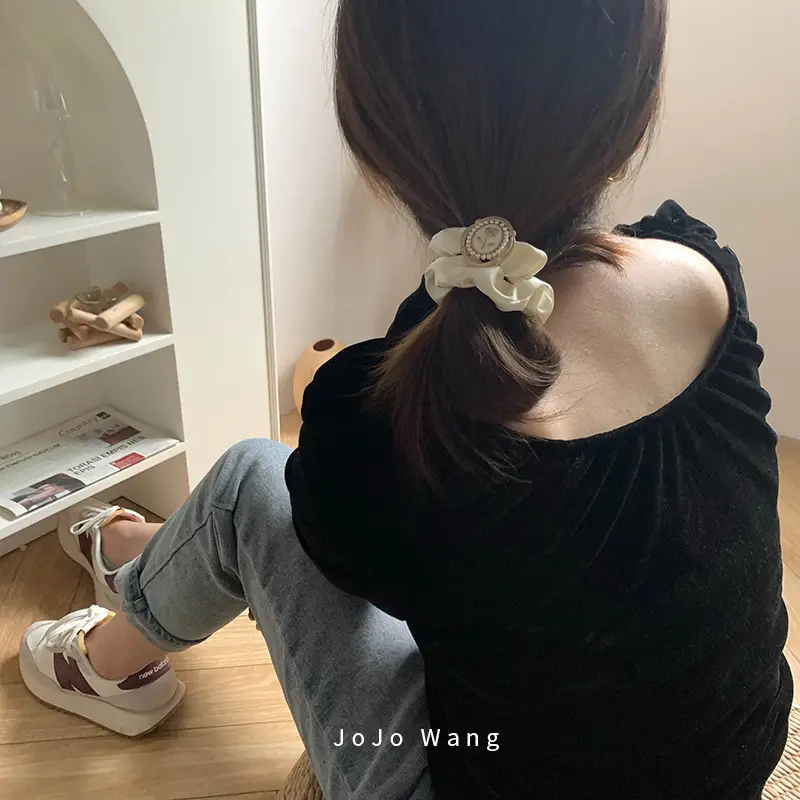 Satin Pearl Hair Bands Black Cream Gold — feature 5