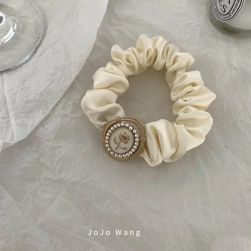 Satin Pearl Hair Bands Black Cream Gold — feature 9