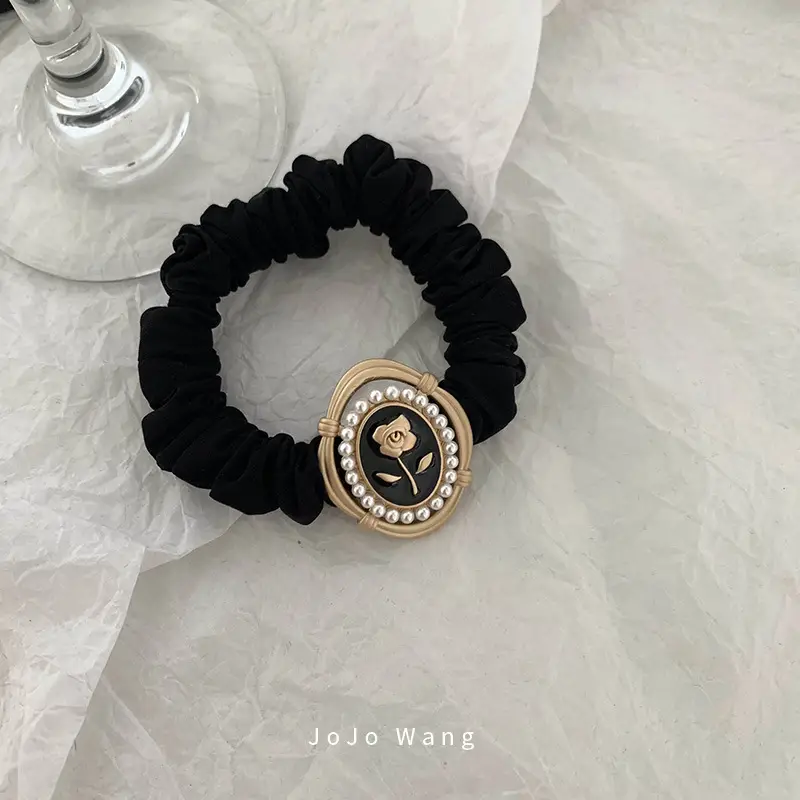 Satin Pearl Hair Bands Black Cream Gold — feature 8