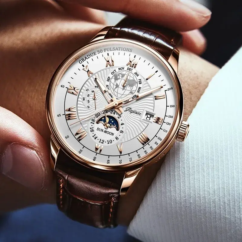 Men's Luxury Skeleton Watch with Luminous Dial & Leather Band - Image 8