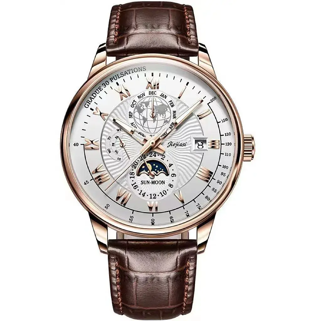 Men's Luxury Skeleton Watch with Luminous Dial & Leather Band - Image 9