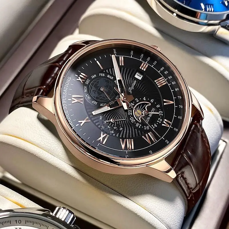 Men's Luxury Skeleton Watch with Luminous Dial & Leather Band — feature 13