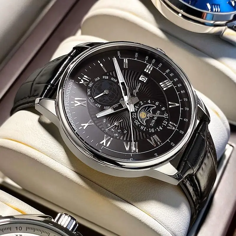 Men's Luxury Skeleton Watch with Luminous Dial & Leather Band — feature 14
