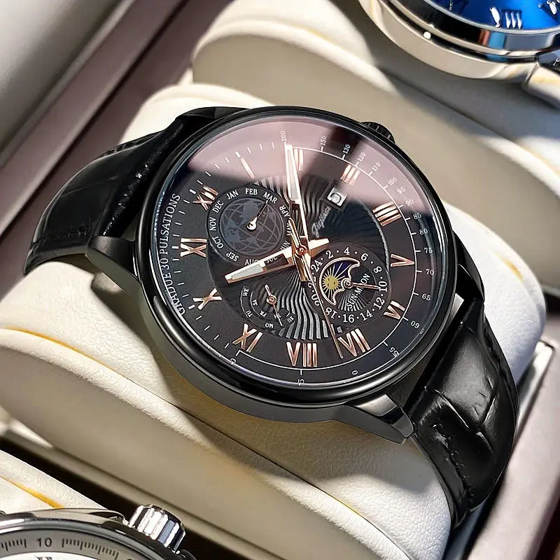 Men's Luxury Skeleton Watch with Luminous Dial & Leather Band — feature 15